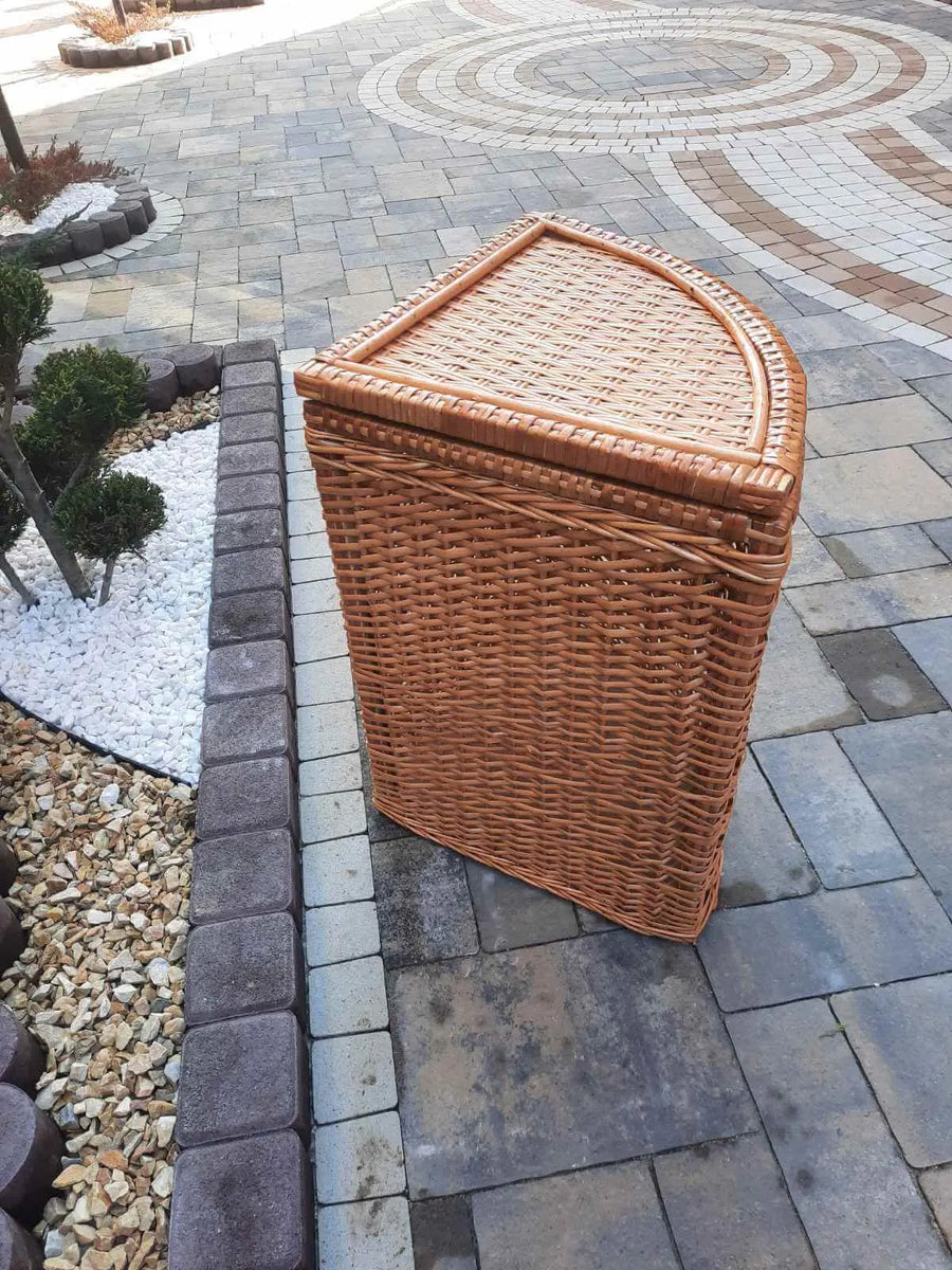 Natural Wicker Corner Laundry Basket - The Basket Company