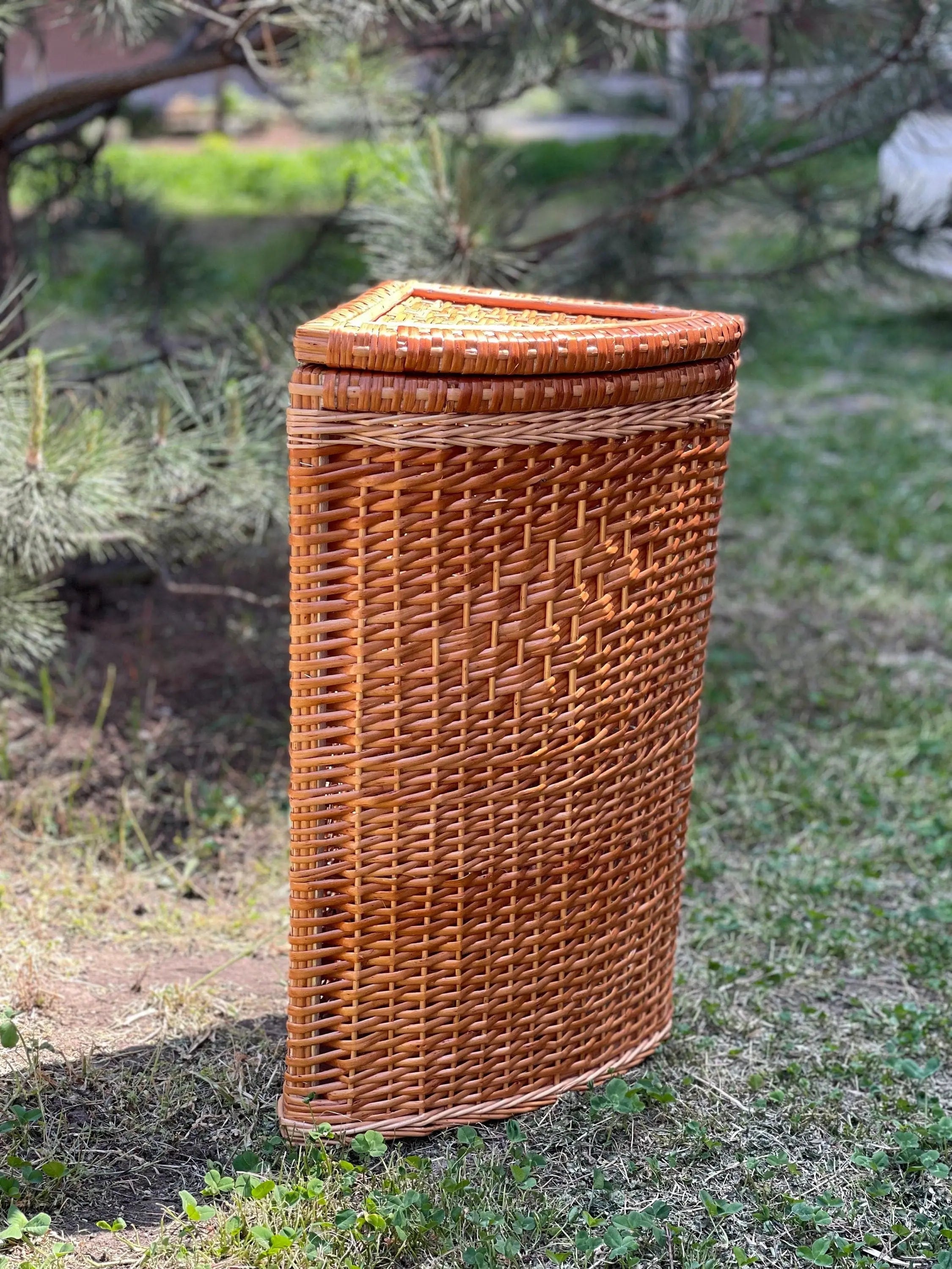 Tall corner shop laundry basket