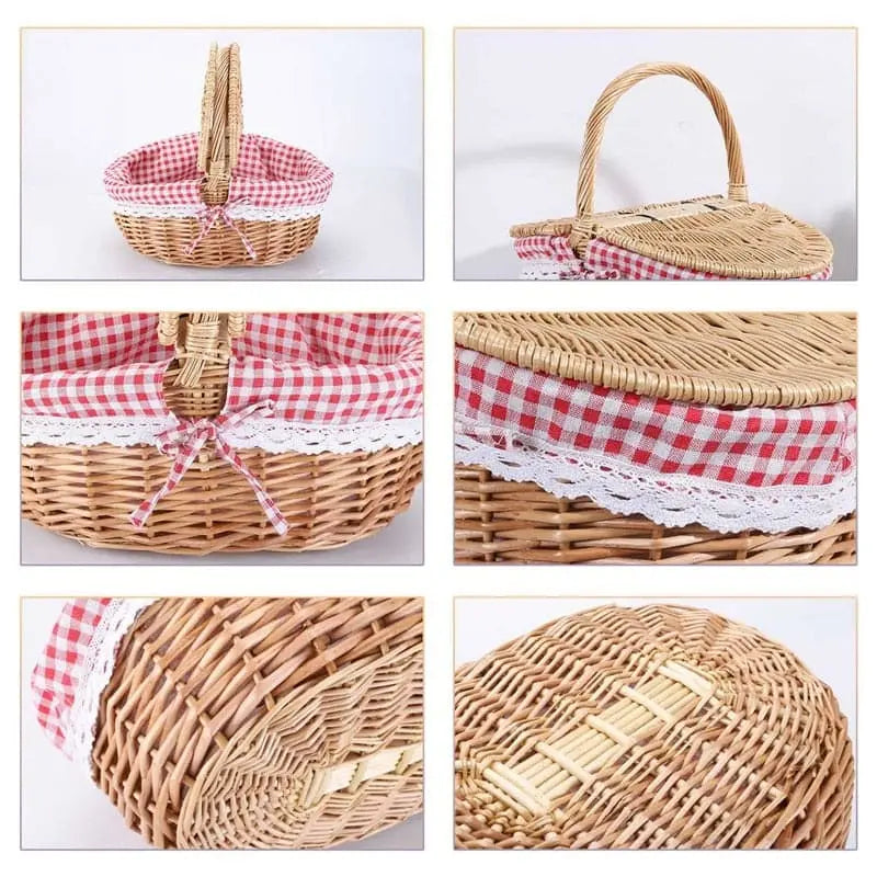 Country style wicker picnic basket Hedgehog Decor