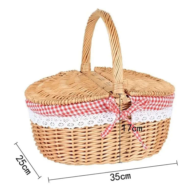 Country style wicker picnic basket Hedgehog Decor