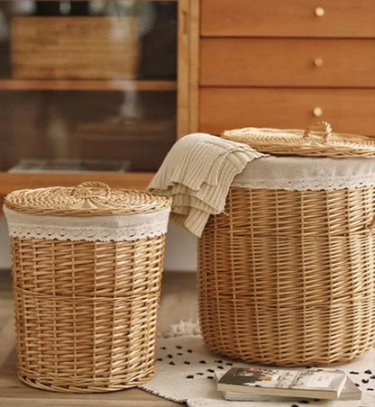 Elegant and Durable Wicker Laundry Basket Hedgehog Decor