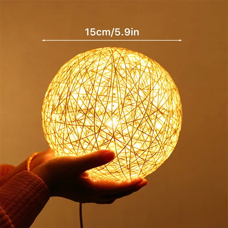 Rattan ball LED lamp usb Hedgehog Decor
