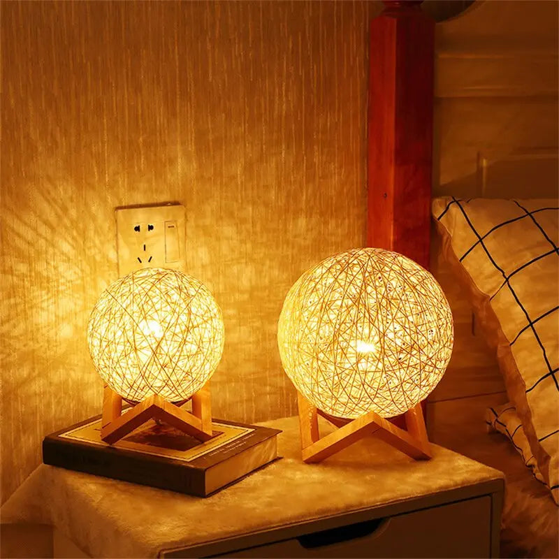 Rattan ball LED lamp usb Hedgehog Decor