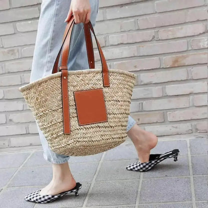 Women Basket Handbag Tote Hedgehog Decor