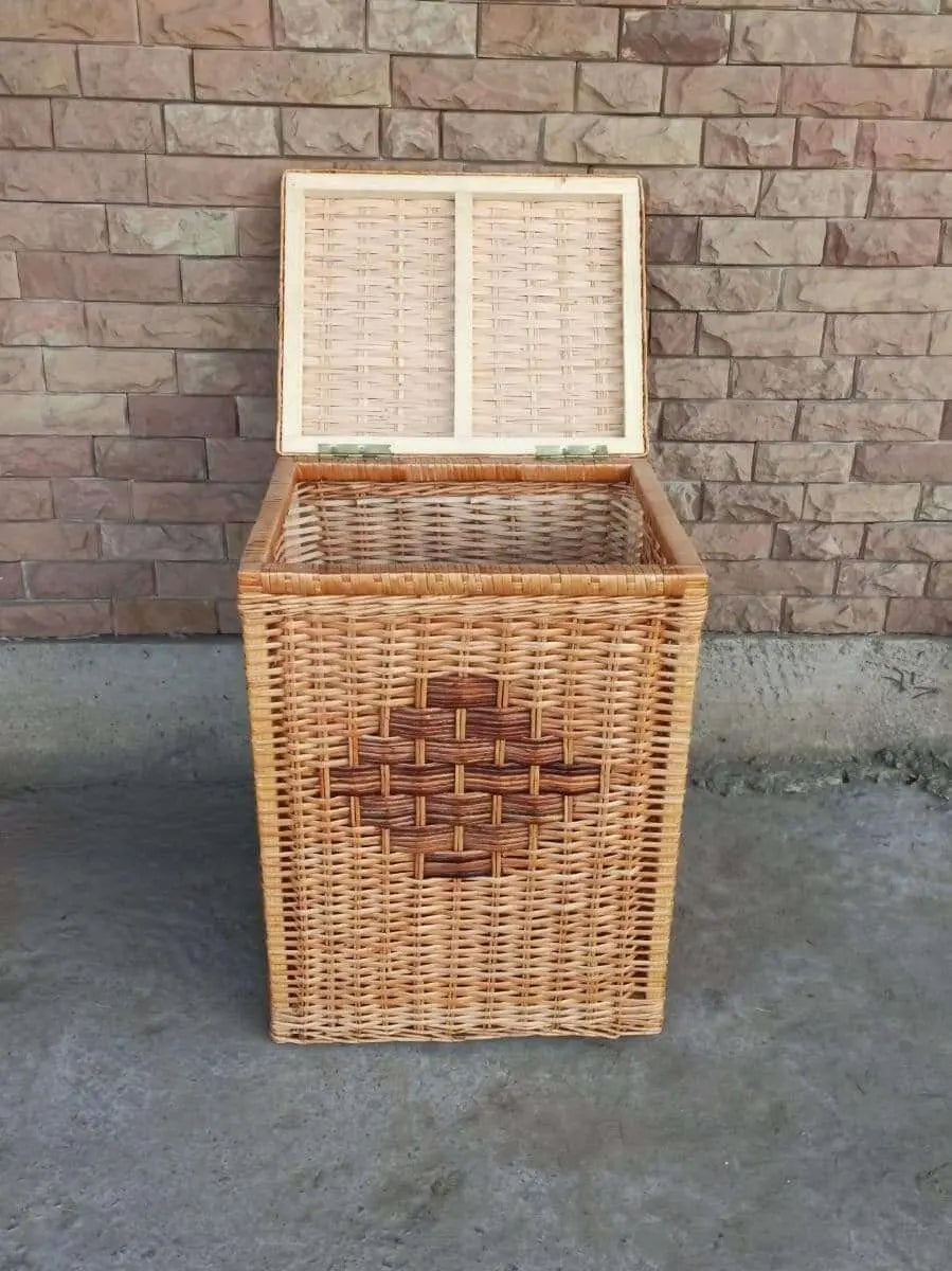 Stylish Organization - Square Wicker Laundry Basket with Lid in a modern home setting.